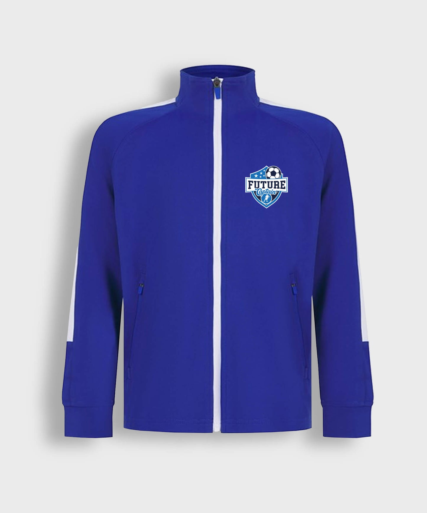 Royal Blue Kids Track Top with Future Captain Shield Design on the left Chest