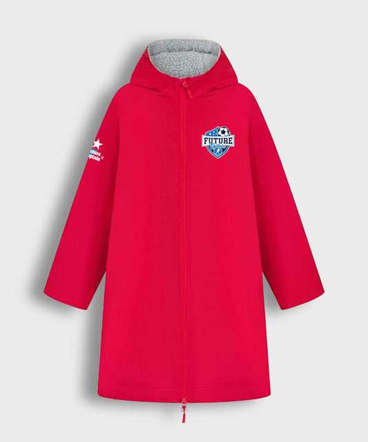 Red Kids All Weather Robe with Future Captain Shield design on the left chest
