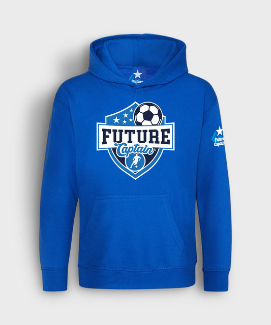 Royal Blue kids hoodie with Future Captain Shield design